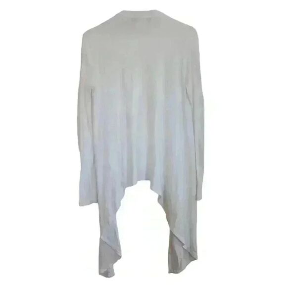 BCBGMAXAZRIA Women's White Lyocell/Spandex Knit Jacklin Raglan Open Front Hi-Lo - Picture 8 of 10